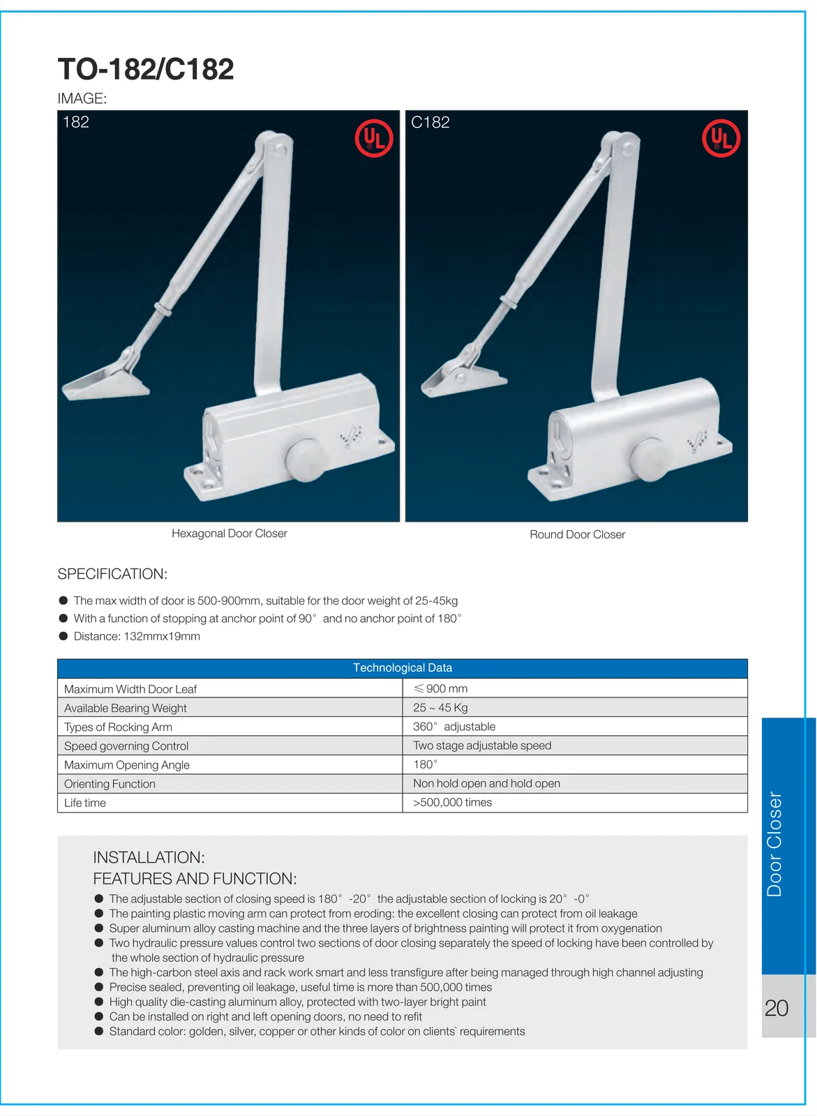 TO-182 / C182 Door Closer preview 2