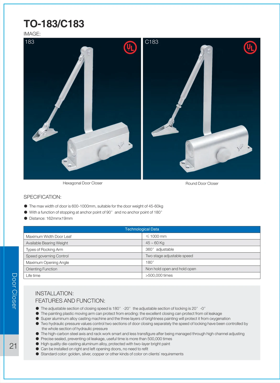 TO-184 / C184 Door Closer preview 3