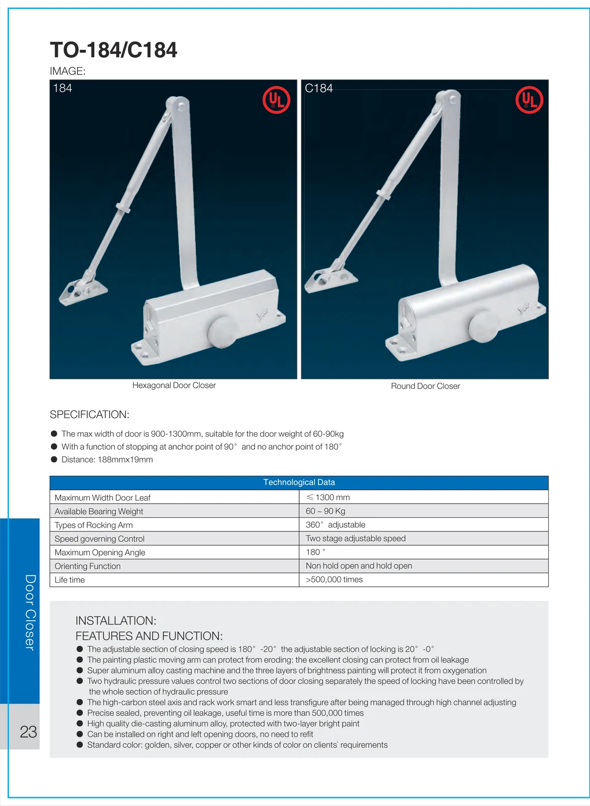 TO-184 / C184 Door Closer preview 2