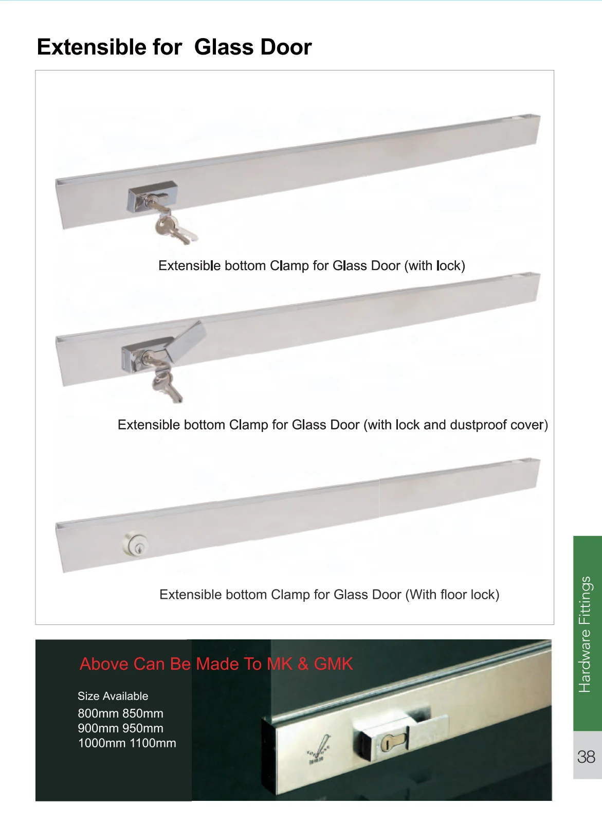 Extensible Bottom Clamp for Glass Door preview 2