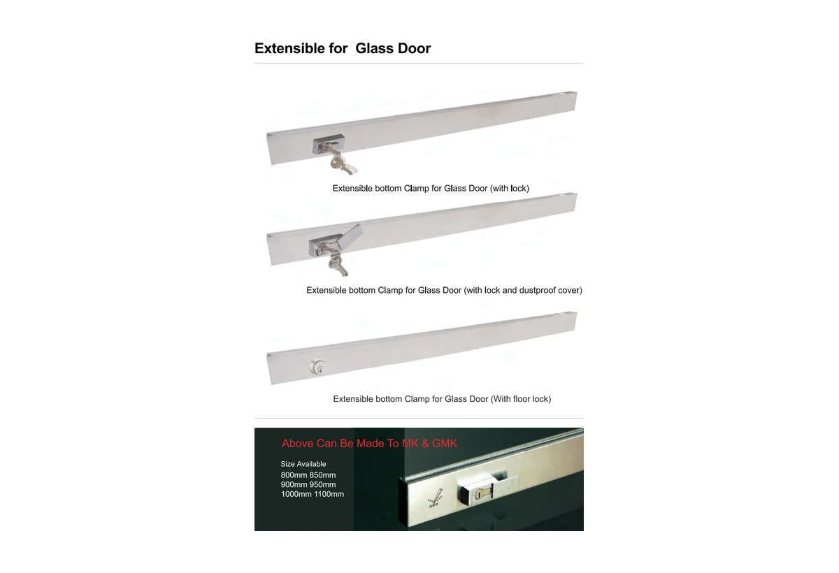 Extensible Bottom Clamp for Glass Door