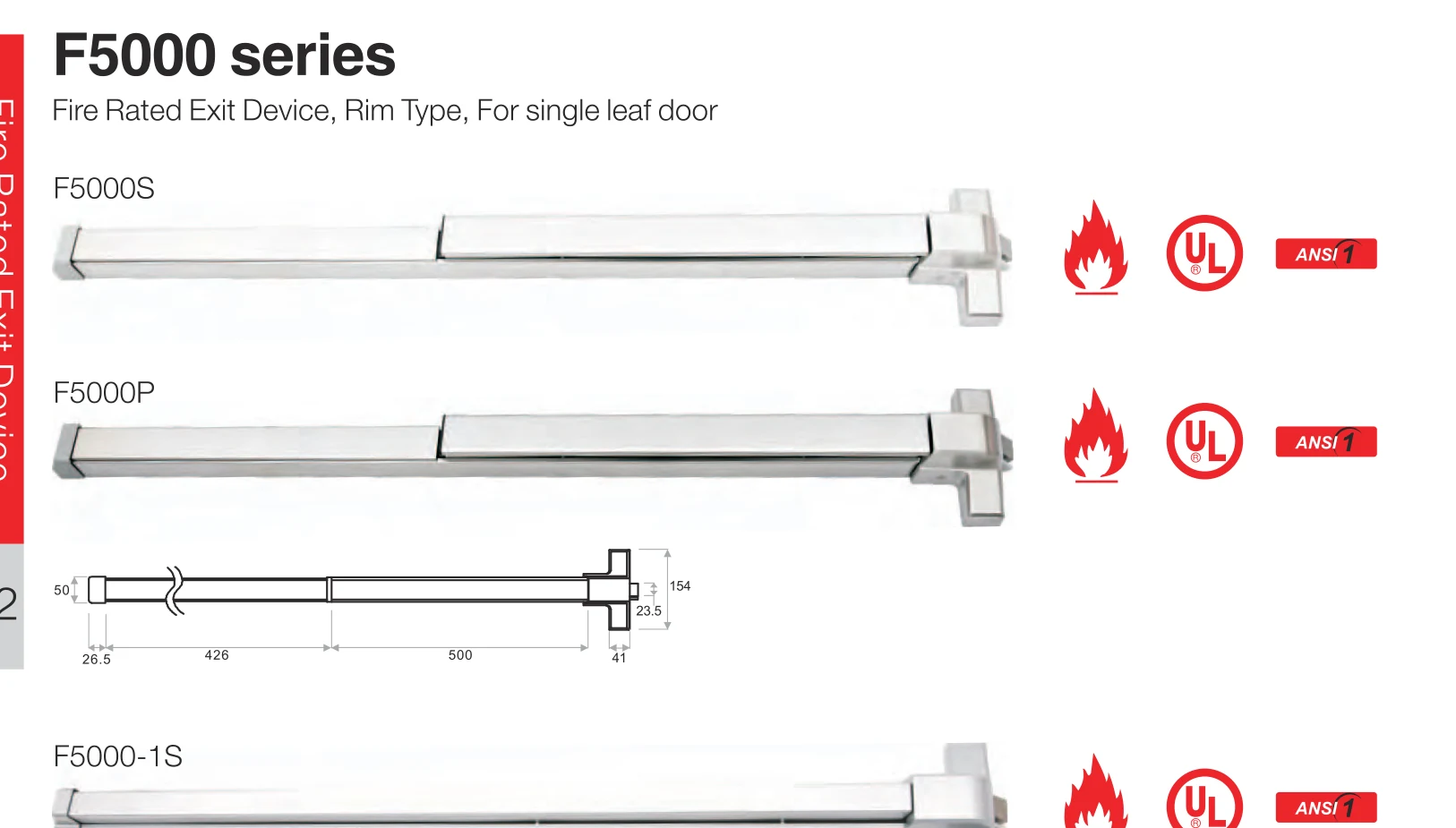 F5000 Series Fire Rated Exit Device