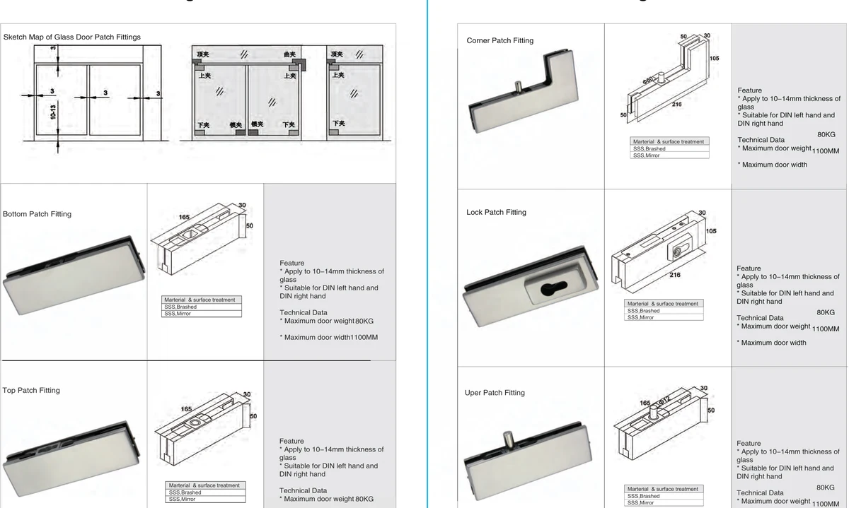 Extensible Bottom Clamp for Glass Door preview 3