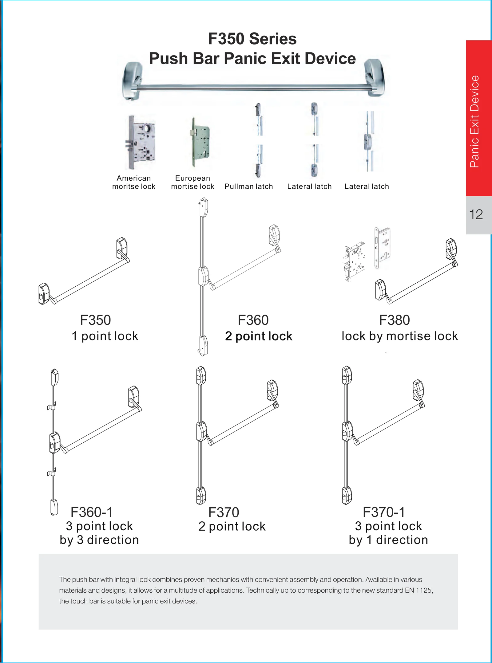 F350 Series Push Bar Panic Exit Device preview 2