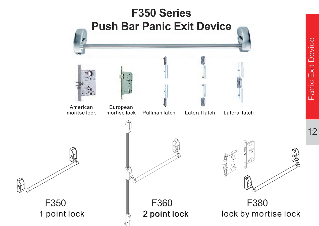 F350 Series Push Bar Panic Exit Device