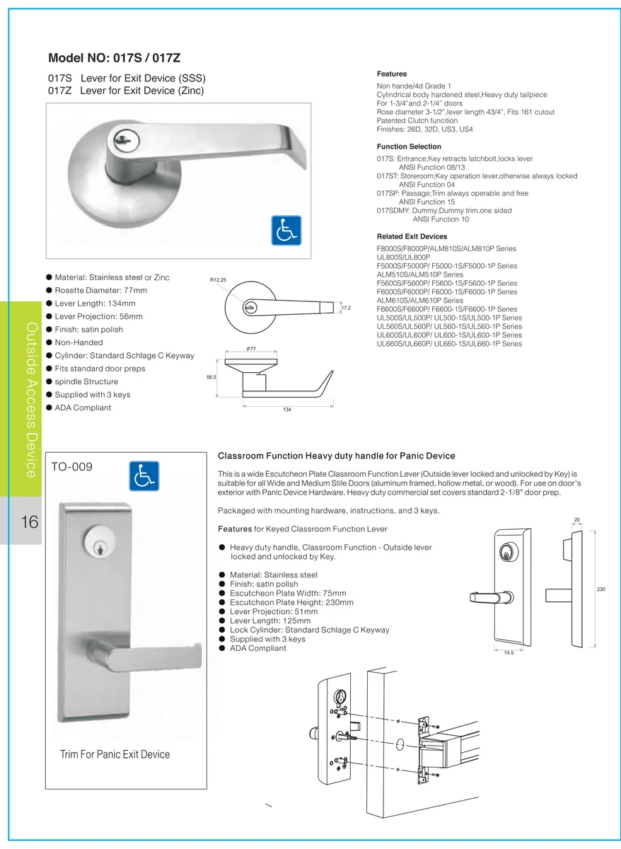 Outside Access Device for Exit Device preview 3